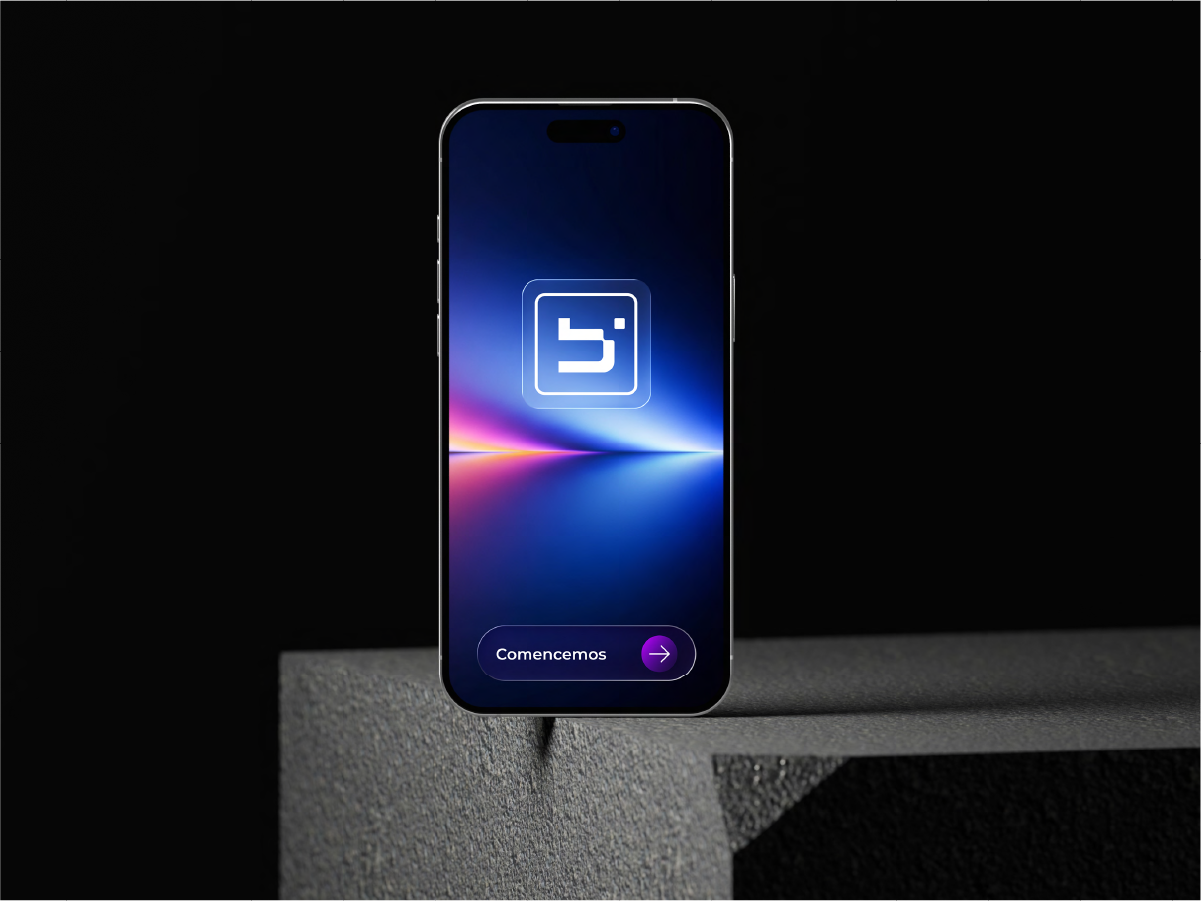 Ícono de la aplicación Brain en interfaz móvil, diseño de identidad digital desarrollado por The Sign Studio